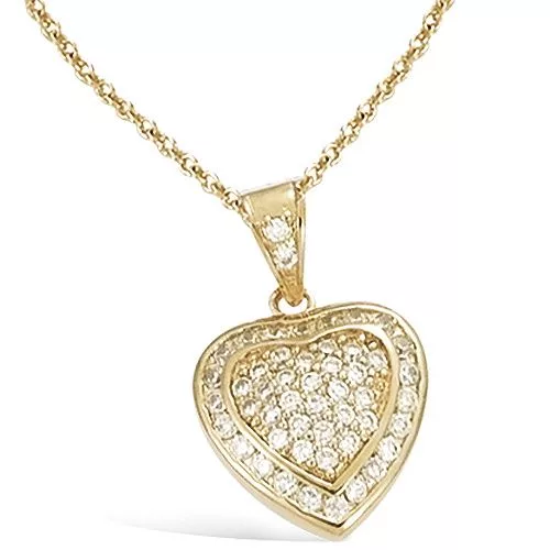 PND P/OR COEUR BOMBE PAVE OXYDES BLANCS