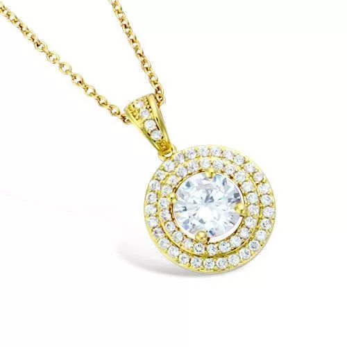 PND P/OR FORME RONDE OXYDE BLANC ENTOURAGE CZ