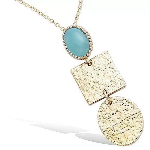ND P/OR FORMES GEOMETRIQUES AVEC PIERRE SYNTH COULEUR AMAZONITE