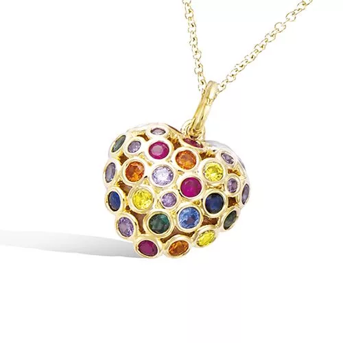PND P/OR FORME COEUR MOTIF ROND COULEURS RAINBOW