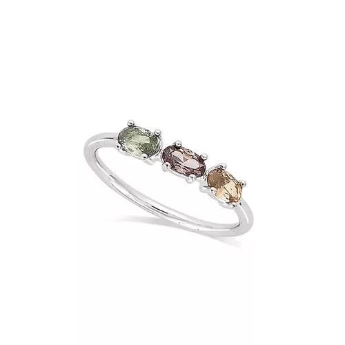 BA AG/RD TRIO PIERRES OVALES FACETTEES SMOKY VERT + SMOKY ROSE + CZ CHAMPAGNE