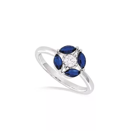 BA AG/RD FORME RONDE PIERRES MARQUISES BLEU SAPHIR SERTI GRIFFES