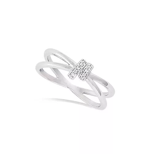 BA AG/RD SOLITAIRE 2 RANGS OXYDES BLANCS