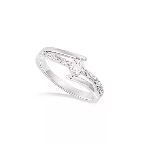 BA AG/RD SOLITAIRE DOUBLE RANGS LISSES + OXYDES BLANCS