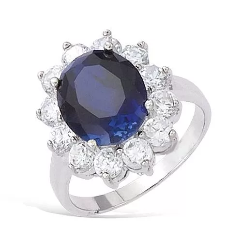 BA AG/RD OVALE VERRE BLEU SAPHIR ENTOURAGE OXYDES BLANCS