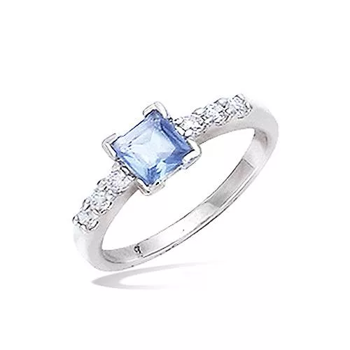 BA AG/RD SOLITAIRE FORME CARREE VERRE TANZANITE BLEU + CZ