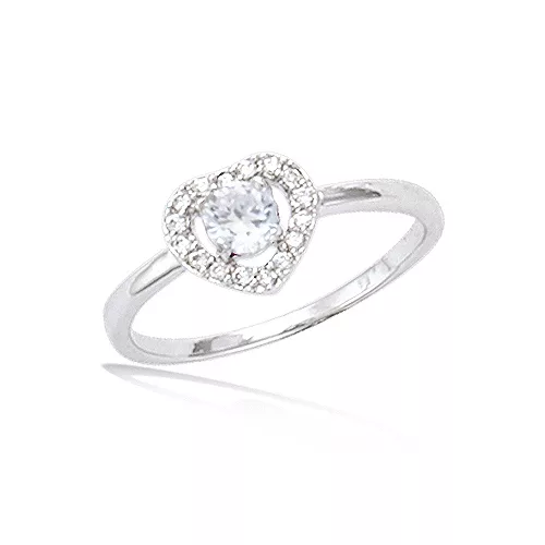 BA AG/RD FORME COEUR SOLITAIRE CZ + ENTOURAGE CZ
