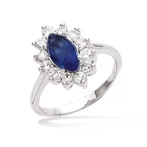 BA AG/RD FORME OVALE VERRE BLEU SAPHIR ENTOURAGE CZ