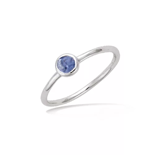 BA AG/RD SOLITAIRE VERRE TANZANITE SERTI CLOS ROND