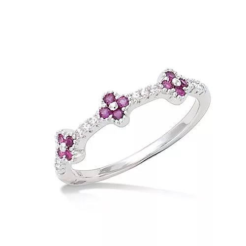 BA AG/RD TROIS FLEURS VERRE RUBIS AVEC CZ