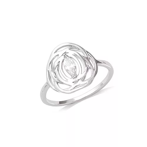 BA AG/RD MULTI ANNEAUX PIERRE FORME AMANDE OXYDE BLANC