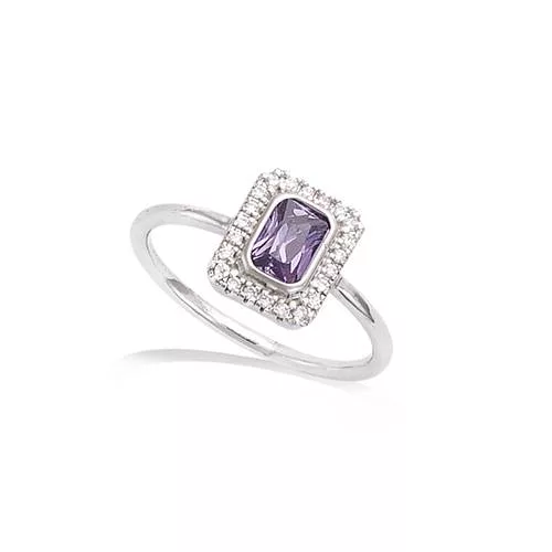 BA AG/RD FORME RECTANGLE OXYDE AMETHYSTE ENTOURAGE OXYDES BLANCS