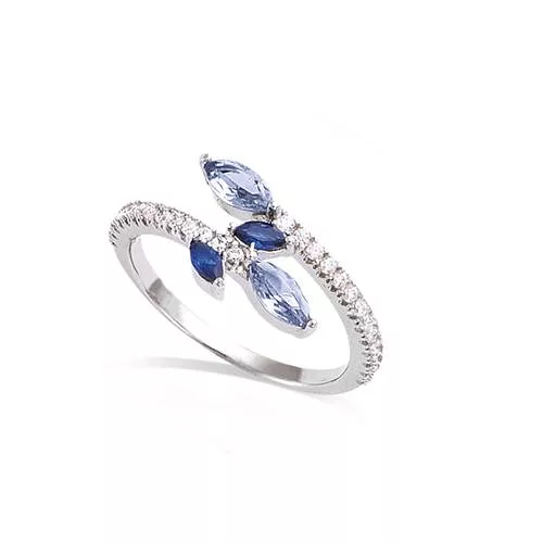 BA AG/RD TOI ET MOI OXYDES VERRE BLEU SAPHIR ET AQUAMARINE + CZ