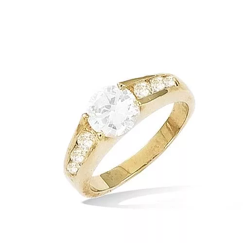BA P/OR SOLITAIRE DEMI ALLIANCE OXYDES BLANCS