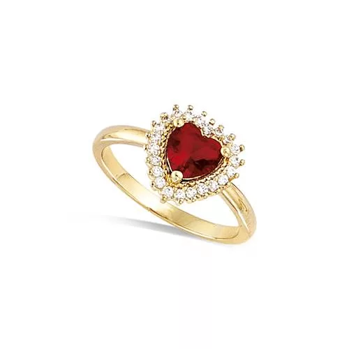BA P/OR PUCE FORME COEUR VERRE RUBIS