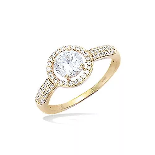 BA P/OR SOLITAIRE OXYDE BLANC ENTOURAGE CZ