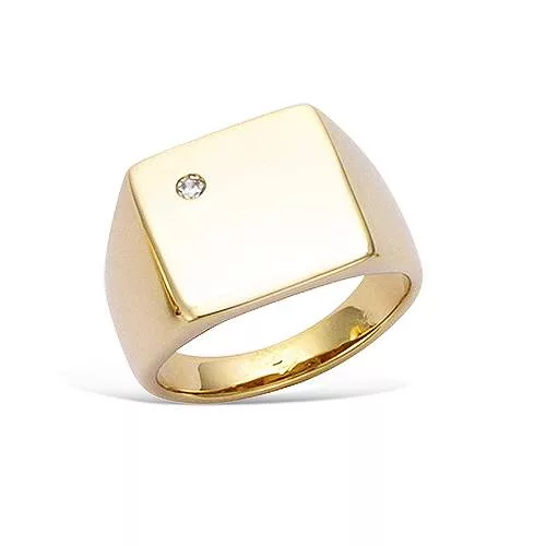 BA P/OR CHEVALIERE CARREE AVEC 1 OXYDE BLANC