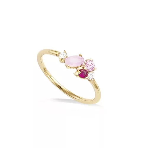BA P/OR CZ ROSE TOURMALINE BLANC ET VERRE OVAL MILKY ROSE
