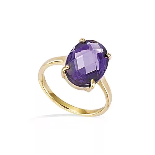 BAGUE P/OR OVALE OXYDE AMETHYSTE FACETTE