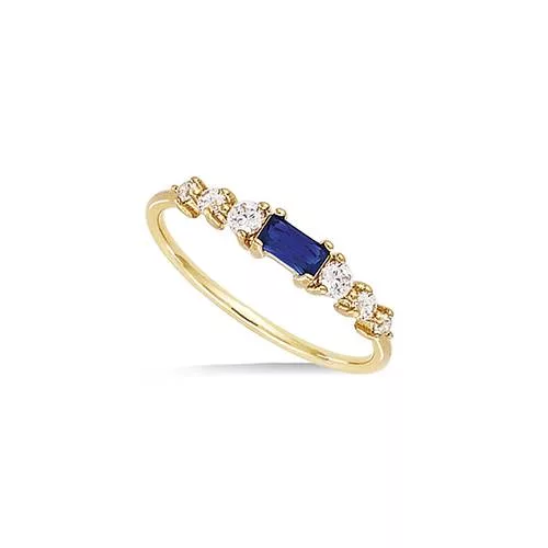 BA P/OR RECTANGLE SPINEL BLEU SAPHIR + CZ BLANCS