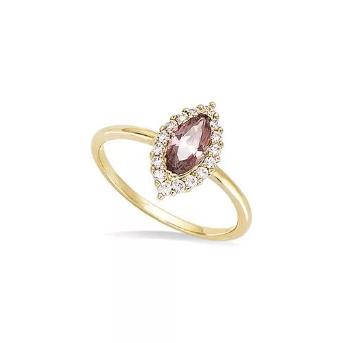 BA P/OR FORME MARQUISE SMOKY ROSE ENTOURAGE OXYDES BLANCS