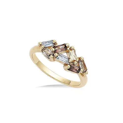 BA P/OR CLUSTER SMOKY ROSE + SMOKY VERT + AQUA MARINE + CHAMPAGNE CZ
