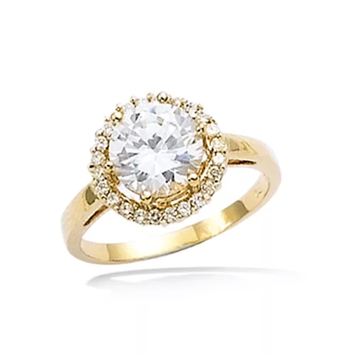 BA P/OR SOLITAIRE OXYDE BLANCS ENTOURAGE CZS