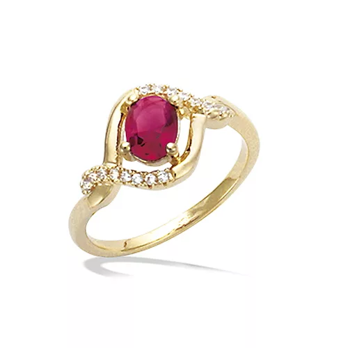 BA P/OR VERRE COULEUR RUBIS + CZ