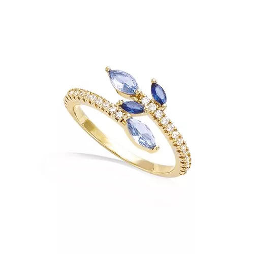 BA P/OR TOI ET MOI OXYDES VERRE BLEU SAPHIR ET AQUAMARINE + CZ